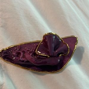 Rare Vintage 1988 Amy Lacombe Brooch purple with 24k trim